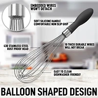 Zulay Kitchen 12-Inch Stainless Steel Whisk - Balloon Tool With Soft Silicone Handle