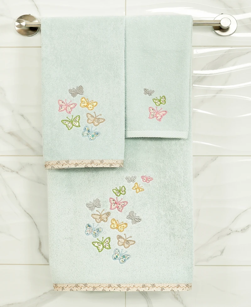 Linum Home Turkish Cotton Mariposa Embellished 2-Pc. Fingertip Towel Set