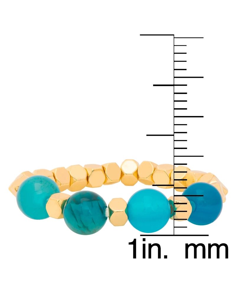 Macy's Gold Plated Simulated Turquoise Stretch Ring