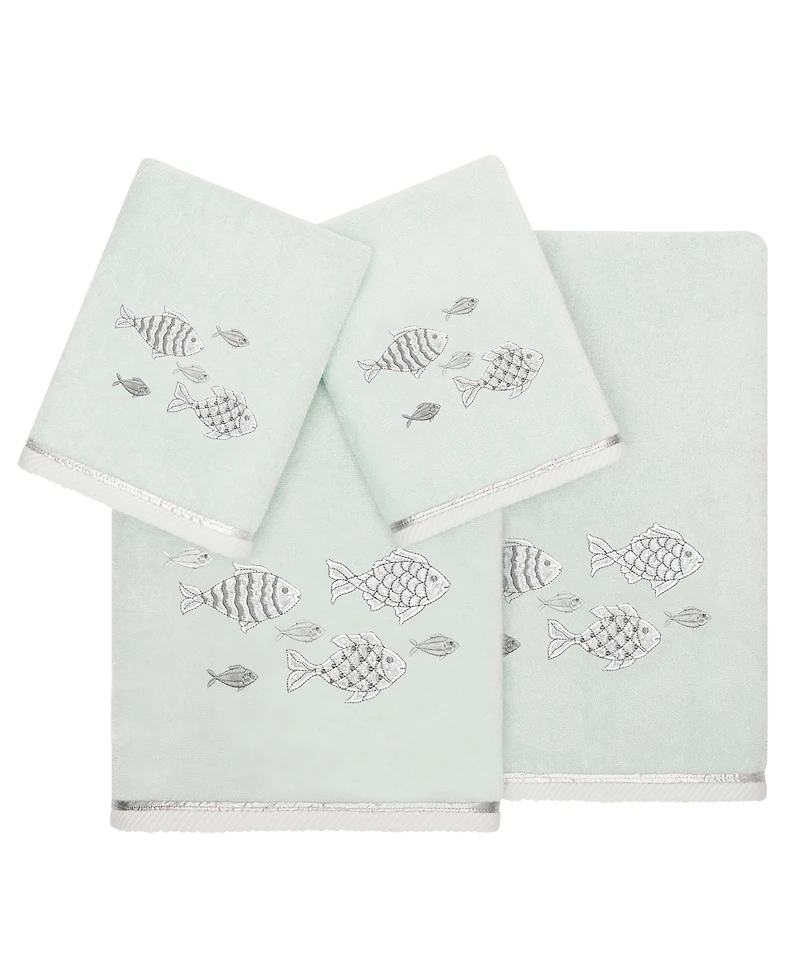 Linum Home Turkish Cotton Figi Embellished 4-Pc. Bath Towel Set