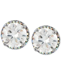Betsey Johnson Silver-Tone Crystal Round Stud Earrings
