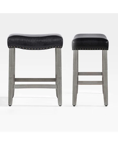 24" Upholstered Saddle Seat Counter Stool (Set of 2