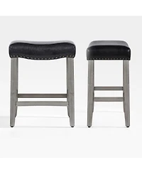 24" Upholstered Saddle Seat Counter Stool (Set of 2