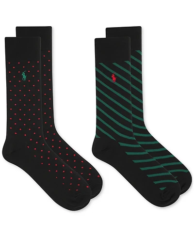 Polo Ralph Lauren Men's Dot & Stripe Slack Socks, 2-Pack