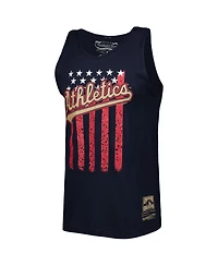 Men's Mitchell & Ness Navy Oakland Athletics Cooperstown Collection Stars and Stripes Tank Top