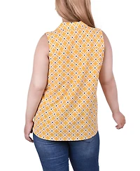 Ny Collection Plus Size Sleeveless Notch Collar Button Front Blouse
