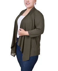 Ny Collection Plus 3/4 Sleeve Sharkbite Hem Cardigan