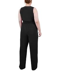Ny Collection Plus Sleeveless Belted Jumpsuit