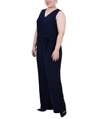 Ny Collection Plus Sleeveless Belted Jumpsuit