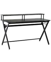 Homcom 55” Gaming Computer Desk Headset Hook Curved Front Adjustable Feet