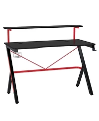 Homcom Carbon Fiber Top Video Game Station with Headphone Hook and Cable