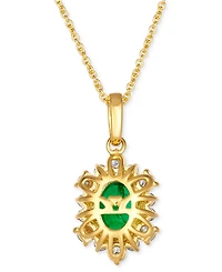 Le Vian Costa Smeralda Emeralds (7/8 ct. t.w.) & Diamond (1/2 ct. t.w.) Halo Adjustable 20" Pendant Necklace in 14k Gold