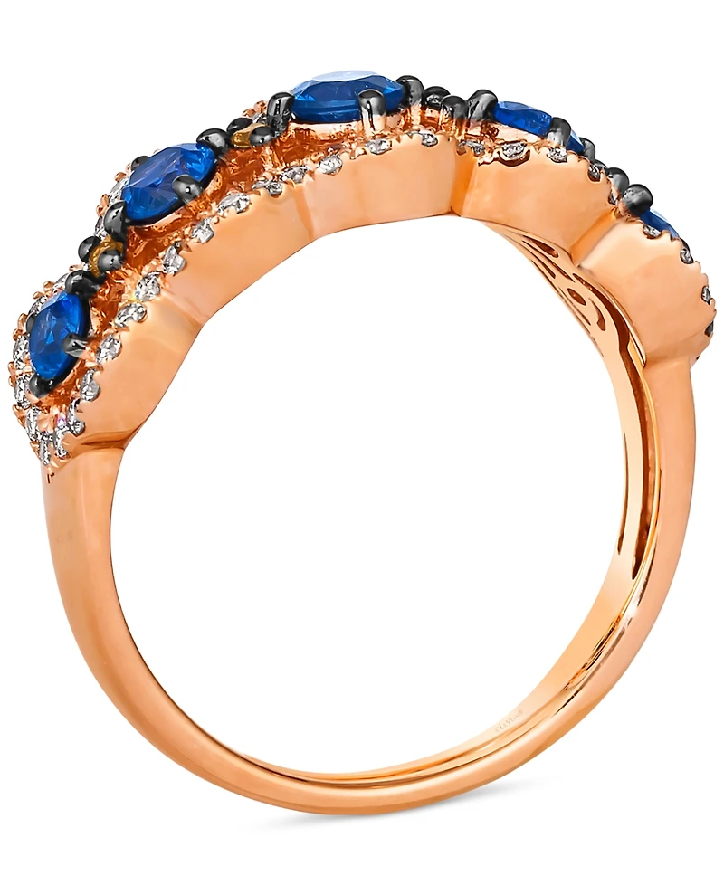 Le Vian Blueberry Sapphire (3/4 ct. t.w.) & Diamond (7/8 ct. t.w.) Scalloped Ring in 14k Rose Gold