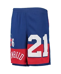Big Boys and Girls Joel Embiid Royal Philadelphia 76ers Pandemonium Name Number Shorts