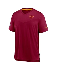 Men's Nike Burgundy Washington Commanders Sideline Coach Chevron Lock Up Logo V-neck Performance T-shirt