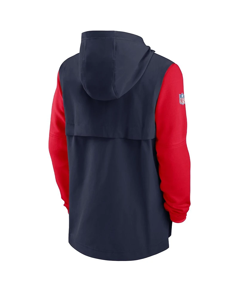 Men's Nike Navy, Red New England Patriots Sideline Player Quarter-zip Hoodie