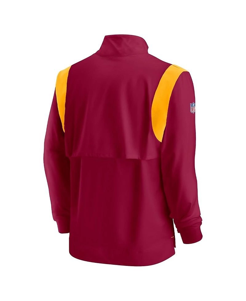Men's Nike Burgundy Washington Commanders Sideline Coach Chevron Lockup Quarter-zip Long Sleeve Top