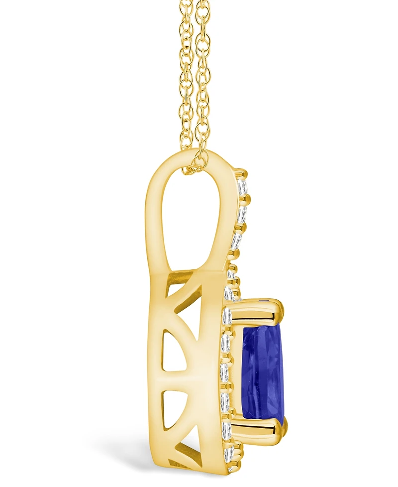 Macy's Tanzanite (7/8 Ct. t.w.) and Diamond (1/5 Halo Pendant Necklace