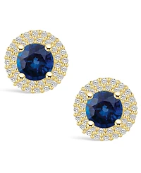Macy's Sapphire (2 Ct. t.w.) and Diamond (1/2 Halo Stud Earrings