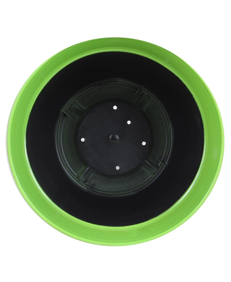 Garden Elements Glazed Brushed Happy Large Plastic Planter Bright 15 Inches