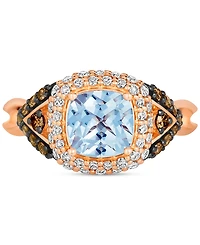 Le Vian Sea Blue Aquamarine (1-1/4 ct. t.w.) & Diamond (3/4 ct. t.w.) Halo Ring in 14k Rose Gold