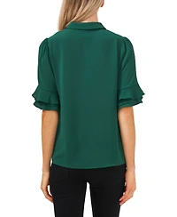 CeCe Women's Button-Front Ruffled 3/4-Sleeve Blouse