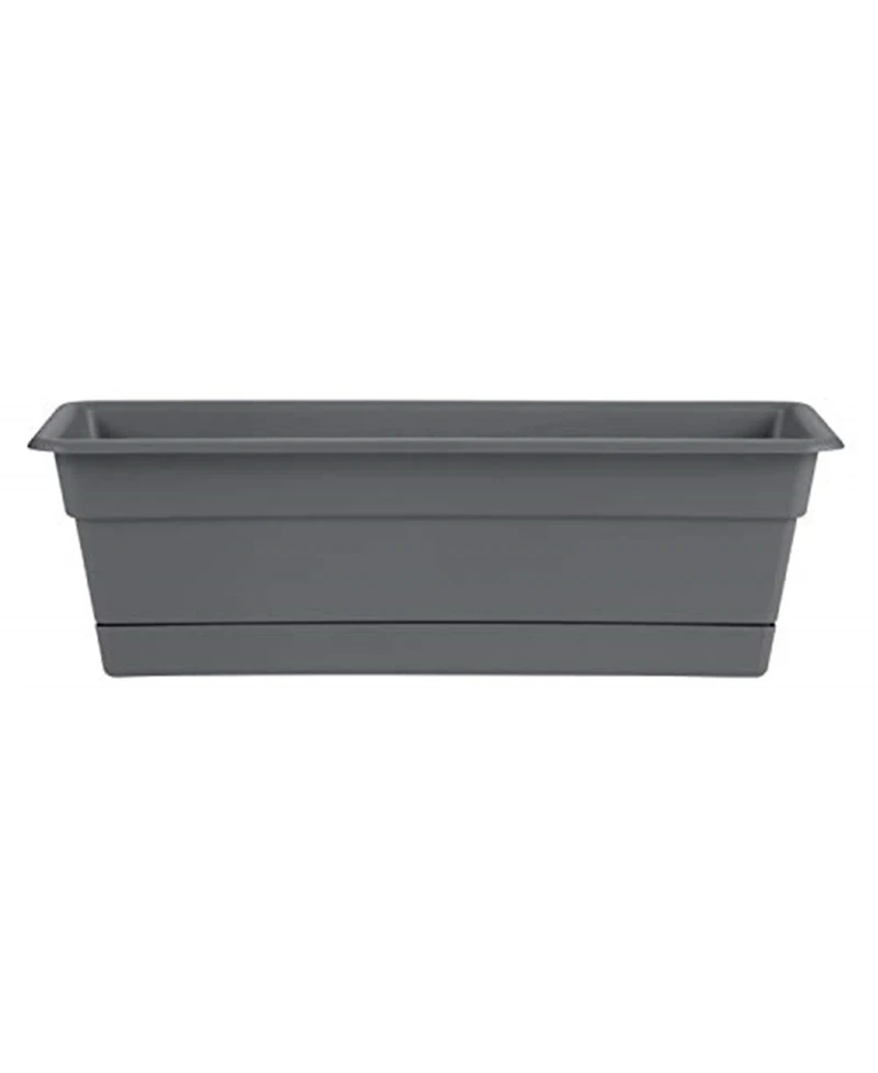 Bloem DCBT24-908 Dura Cotta Window Box Planter w/ Tray 24, Charcoal Gray