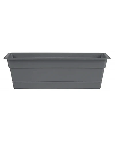 Bloem DCBT24-908 Dura Cotta Window Box Planter w/ Tray 24, Charcoal Gray
