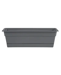 Bloem DCBT24-908 Dura Cotta Window Box Planter w/ Tray 24, Charcoal Gray