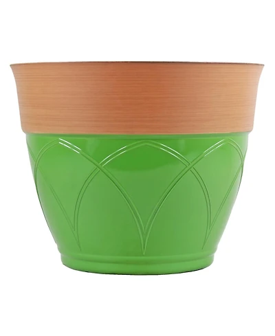 Garden Elements Colored Rim Large Plastic Planter Green 15 Inches