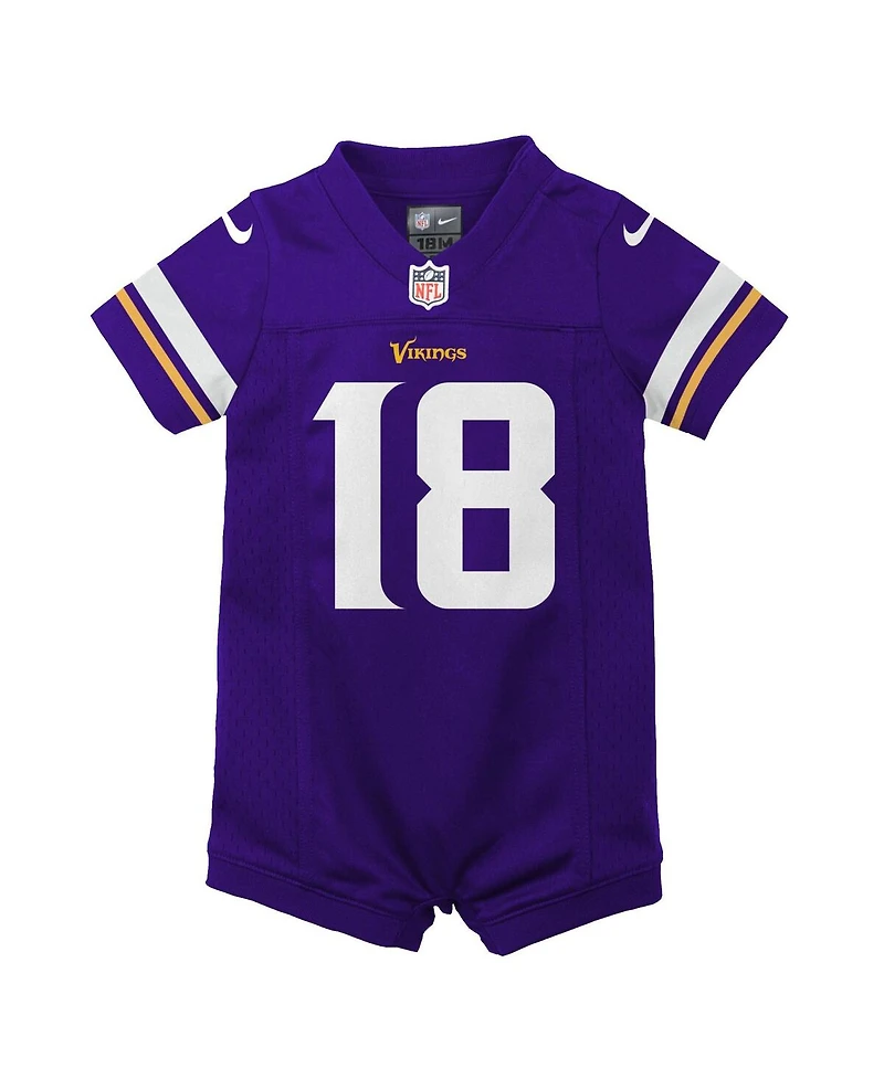 Newborn and Infant Boys Girls Nike Justin Jefferson Purple Minnesota Vikings Game Romper Jersey