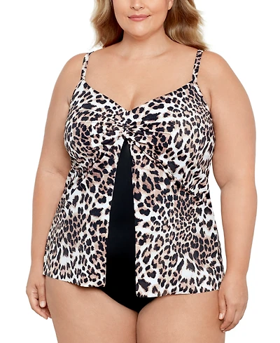 Swim Solutions Plus Knotted Flyaway Fauxkini One-Piece Swimsuit, Created for Macy's