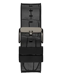 Guess Men's Multi-Function Black and Gunmetal Genuine Leather and Silicone Watch 46mm