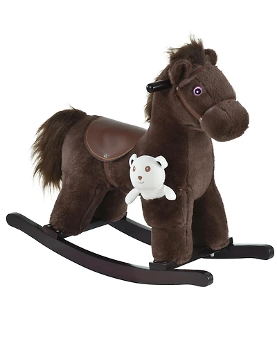 Qaba Kids Plush Ride-On Rocking Horse Toy Chair w/ Soft Plush Toy