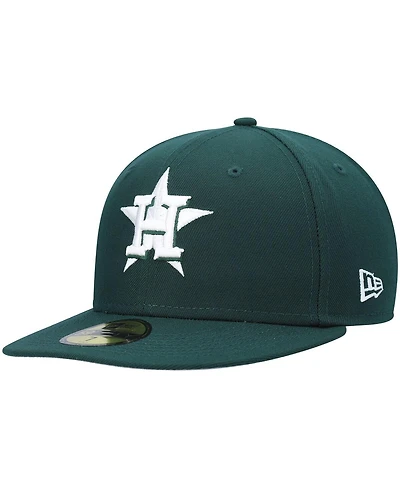 Men's New Era Green Houston Astros White Logo 59FIFTY Fitted Hat