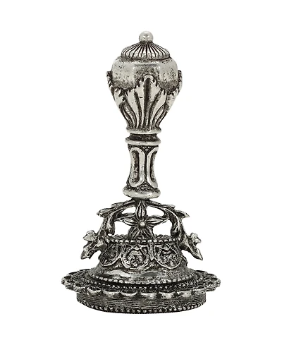 2028 Women's Silver-Tone Crown Shaped Handle Flower and Vase Wax Stamp