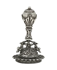 2028 Women's Silver-Tone Crown Shaped Handle Flower and Vase Wax Stamp