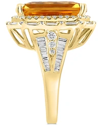 Effy Limited Edition Citrine (11-1/2 ct. t.w.) & Diamond (1-1/3 ct. t.w.) Halo Ring in 14k Gold