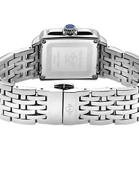 GV2 by Gevril Women's Padova Gemstone Swiss Quartz Diamond Accent Silver-Tone Stainless Steel Bracelet Watch 27mm x 30mm