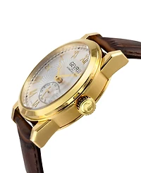 Gevril Men's Madison Swiss Automatic Brown Genuine Leather Strap Watch 39mm