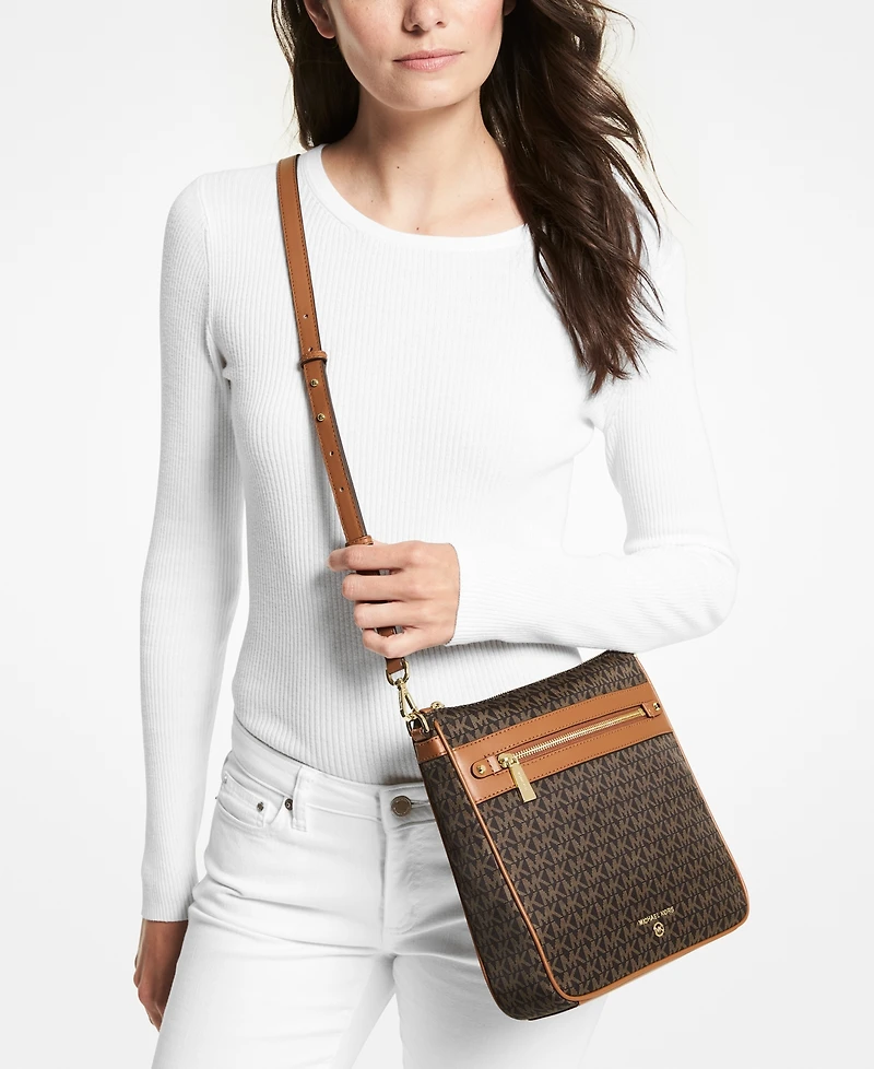 Michael Kors Logo Jet Set Charm Large North South Nylon Crossbody