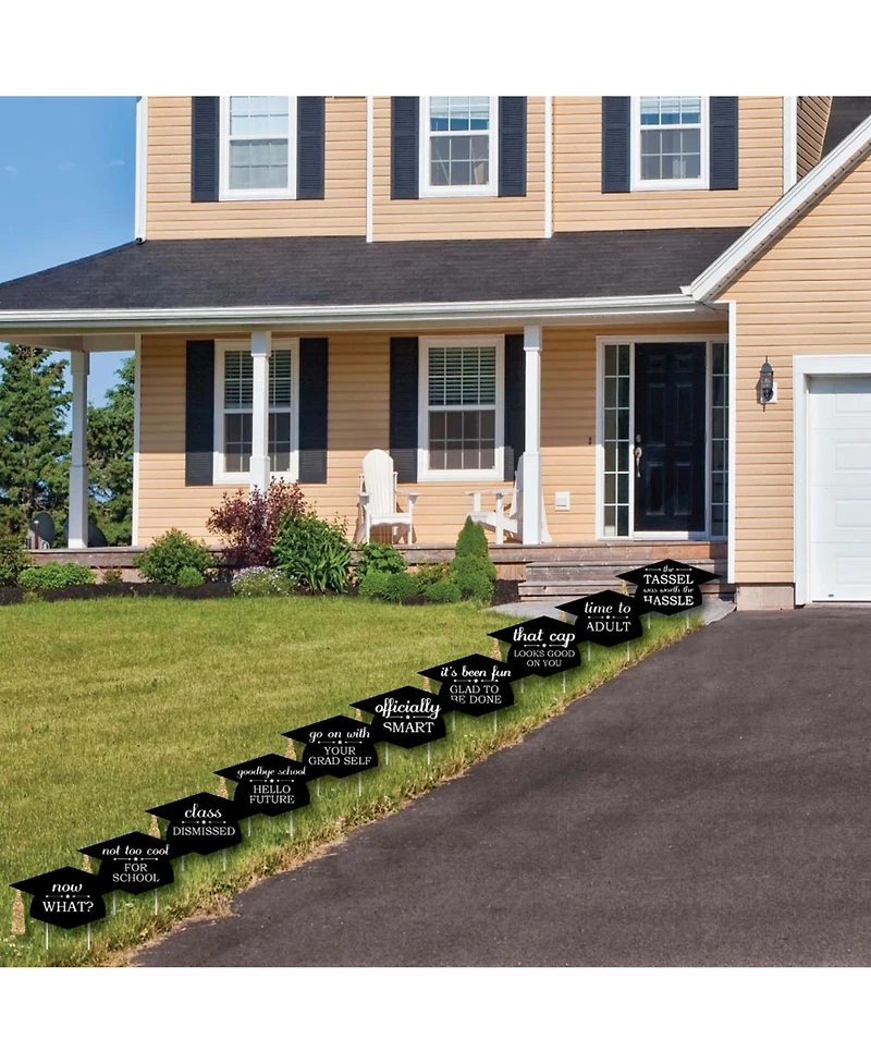 Gold Tassel Worth The Hassle - Outdoor Lawn Decor - Grad Party Yard Signs 10 Pc