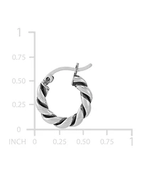 Giani Bernini Oxidized Twist Tube Small Hoop Earrings in Sterling Silver, 15mm , Created for Macy's