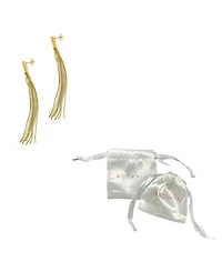 Adornia 14K Gold-Tone Plated Fringe Chain and Crystal Tassel Earrings