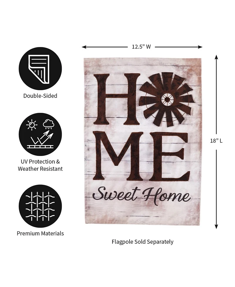 Evergreen Flag Windmill Home Sweet Home Garden Linen Flag