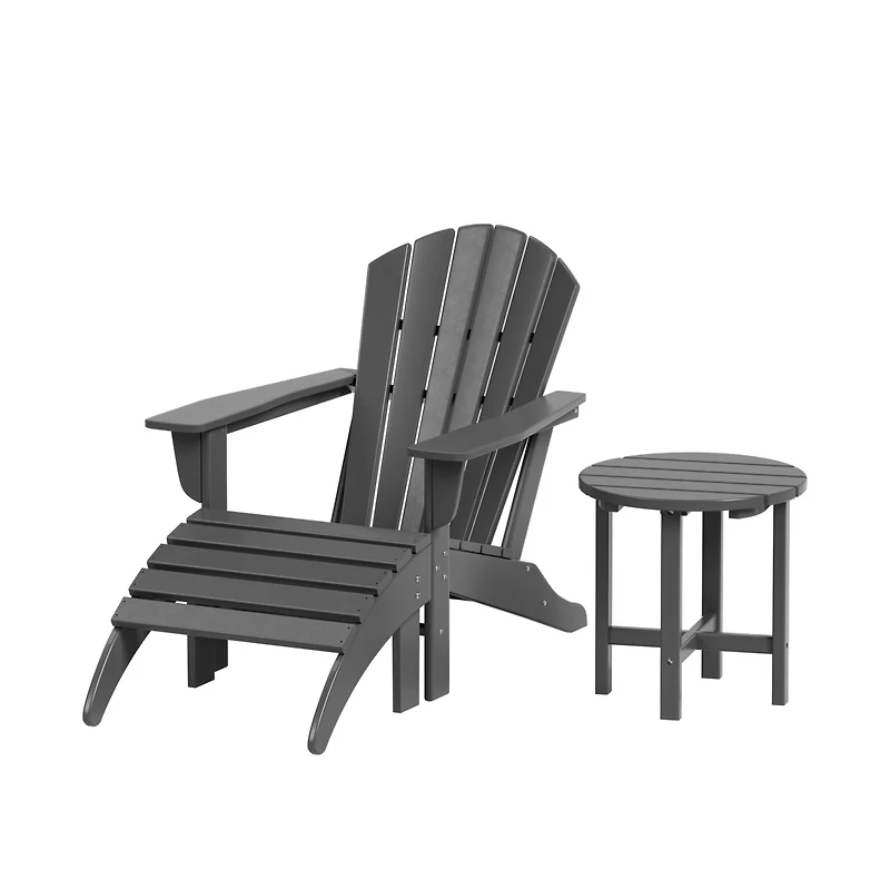 WestinTrends Outdoor Adirondack Chair with Ottoman Side Table Set
