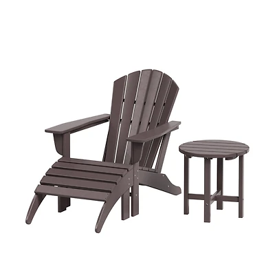 WestinTrends Outdoor Adirondack Chair with Ottoman Side Table Set