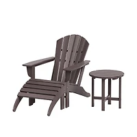 WestinTrends Outdoor Adirondack Chair with Ottoman Side Table Set
