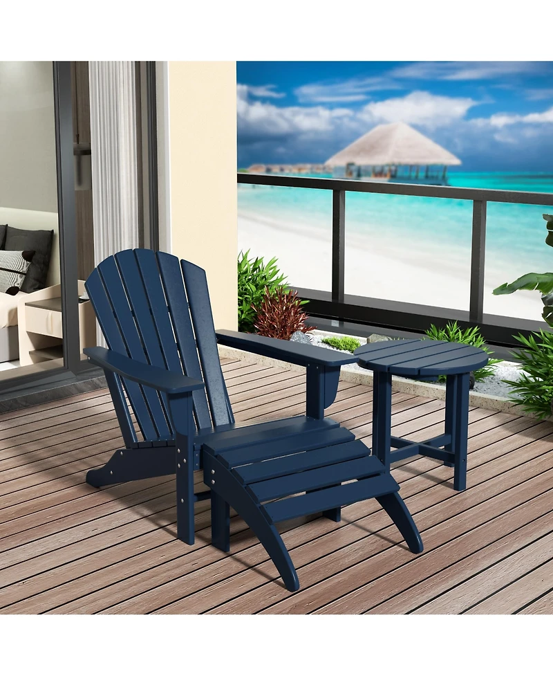 WestinTrends Outdoor Adirondack Chair with Ottoman Side Table Set