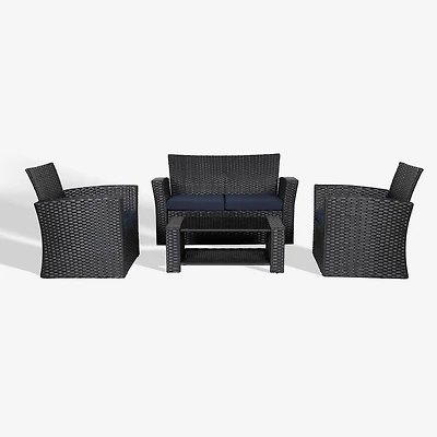 WestinTrends 4-Piece Modern Patio Conversation Sofa Set with Cushions